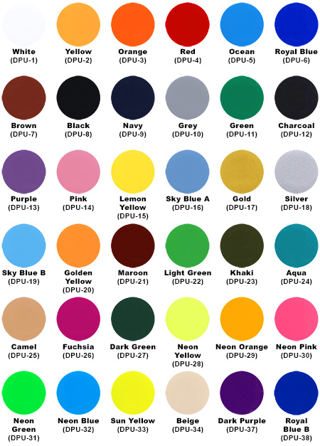 PU Flex Colour Chart