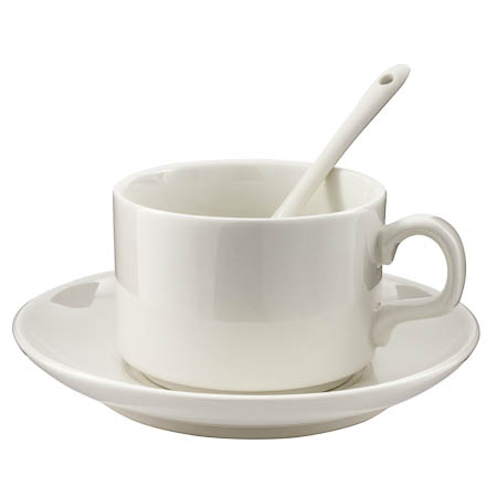 Co-m Cup saucer and spoon Co-m Cup saucer and spoon