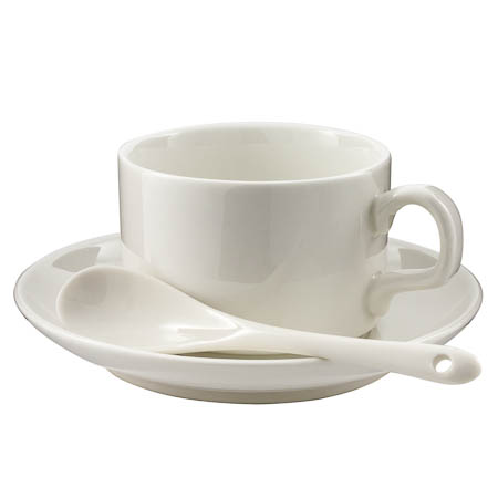 Co-m Cup saucer and spoon Co-m Cup saucer and spoon