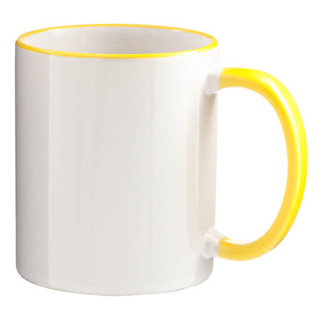 M-03 White Mug Colouered rim and handle M-03 White Mug Colouered rim and handle