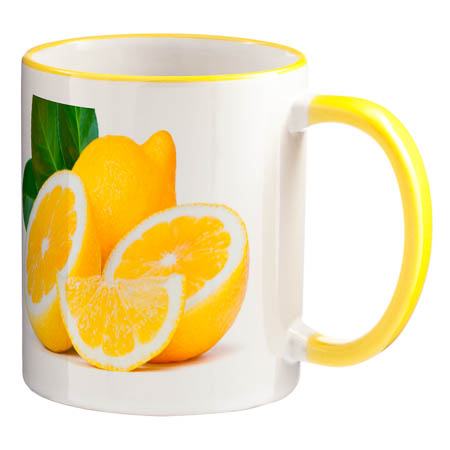 M-03 White Mug Colouered rim and handle M-03 White Mug Colouered rim and handle